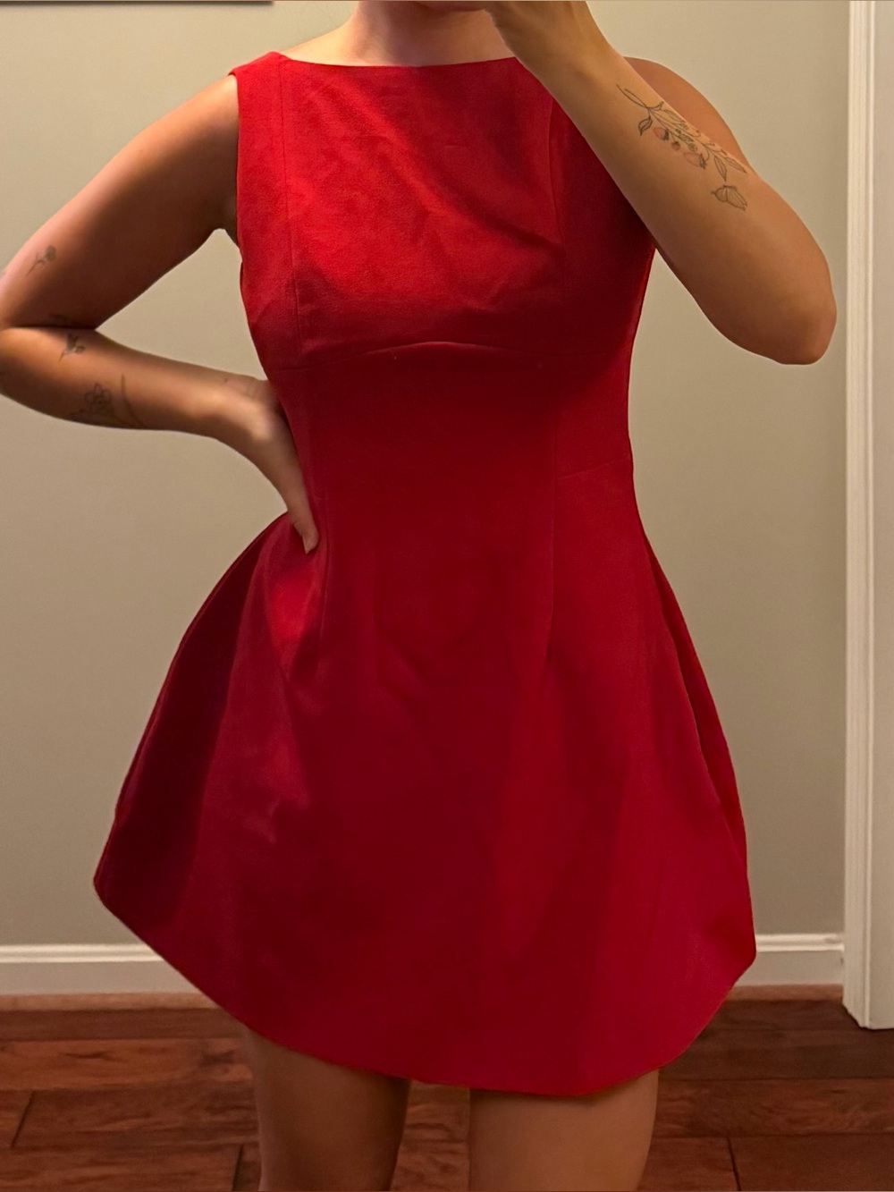 Classic Red Sleeveless Fit-and-Flare Dress